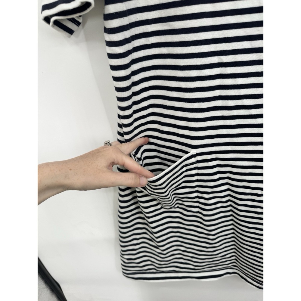 J. Jill White & Navy Striped Mini Shift Dress Women Petite Medium Coastal Beach - Picture 6 of 8